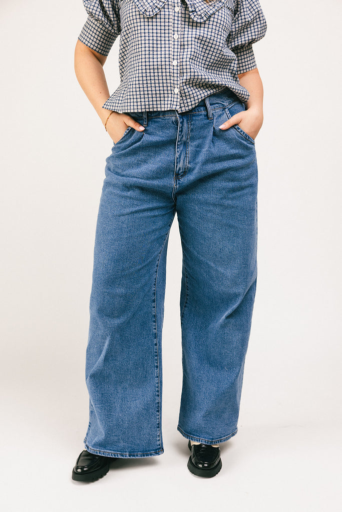 corbin pleated denim