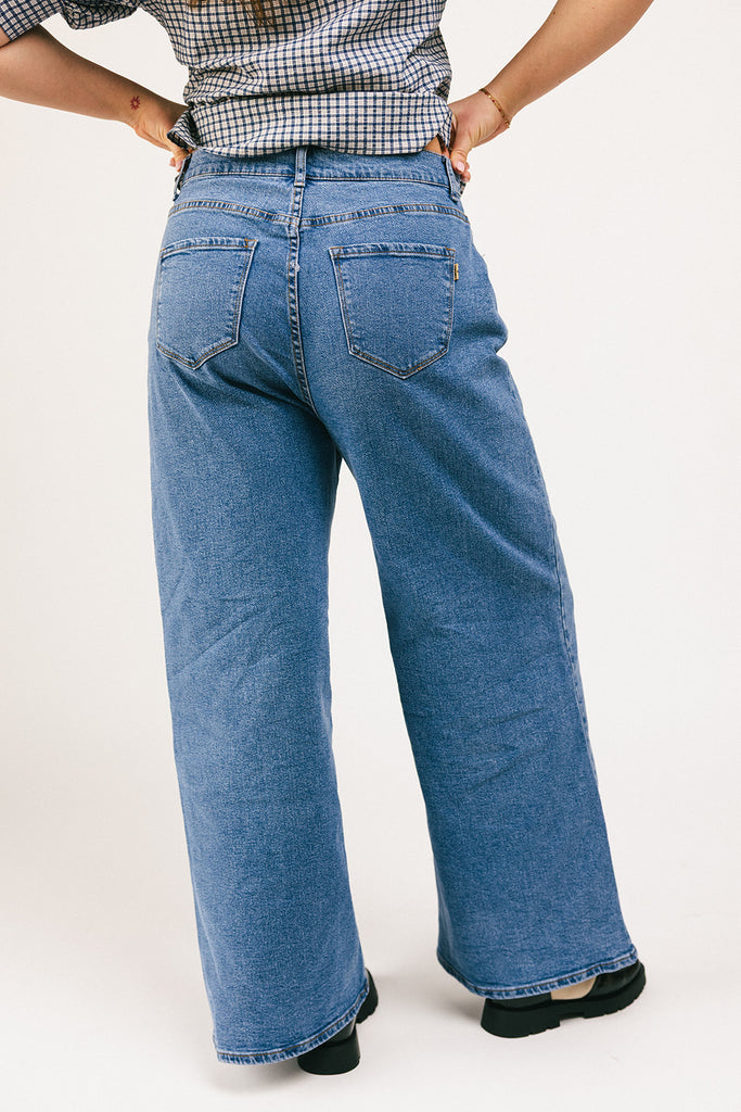 corbin pleated denim