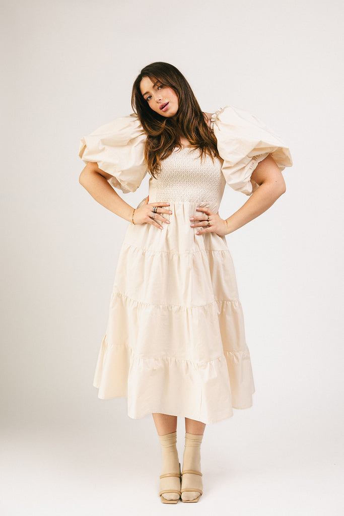 scout puff sleeve dress // cream *zoco exclusive*