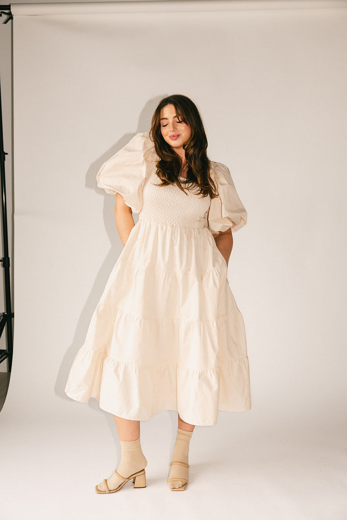 scout puff sleeve dress // cream *zoco exclusive*