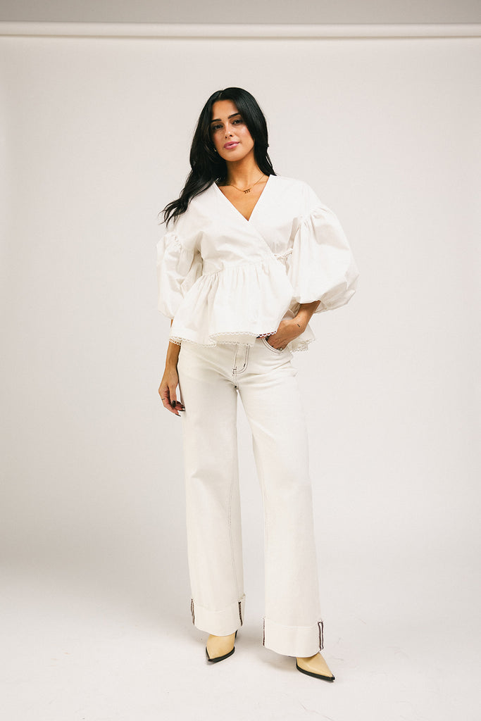 love you more wrap top // white *zoco exclusive*