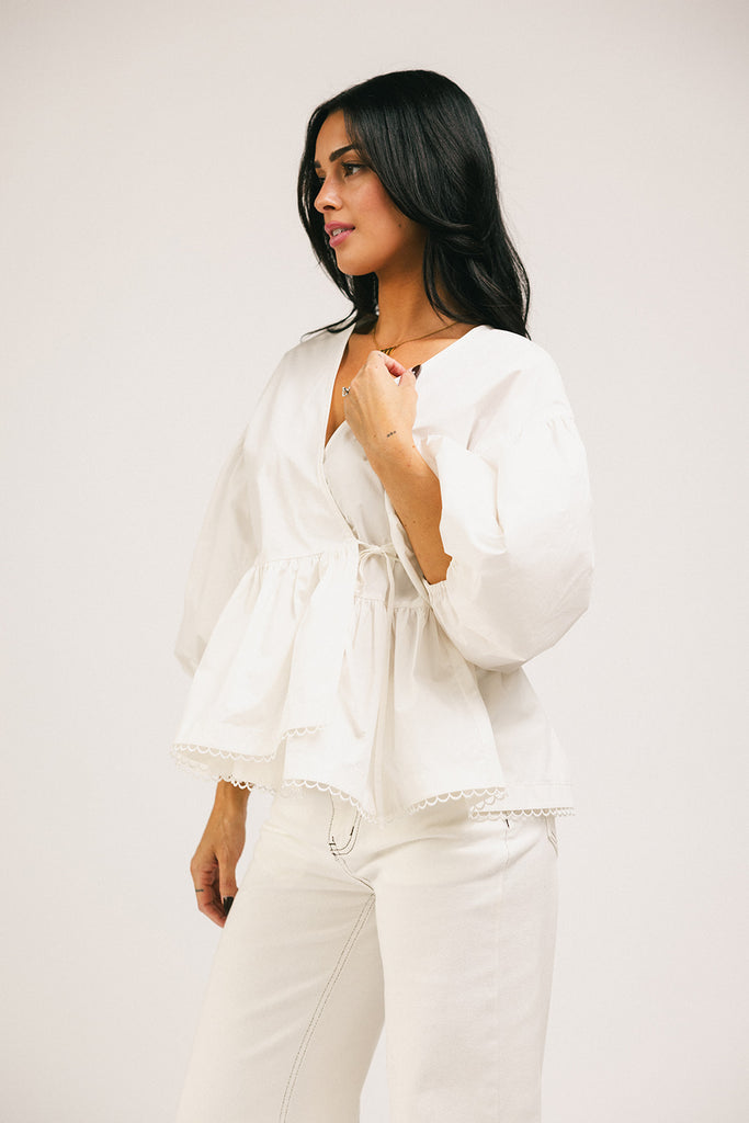 love you more wrap top // white *zoco exclusive*