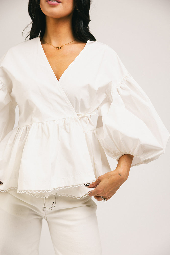 love you more wrap top // white *zoco exclusive*