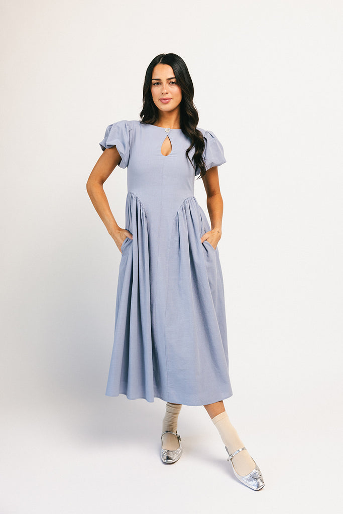 marloe midi dress // dusty blue *zoco exclusive*