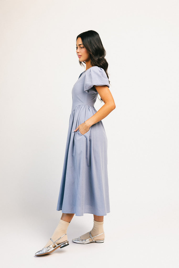 marloe midi dress // dusty blue *zoco exclusive*