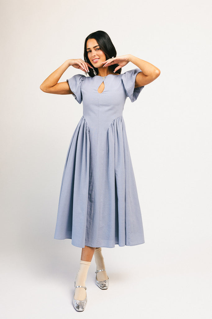 marloe midi dress // dusty blue *zoco exclusive*