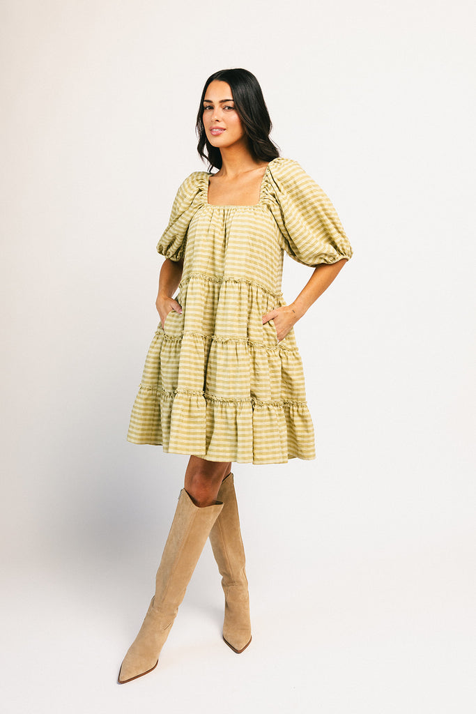 short daymaker dress // green gingham *zoco exclusive*