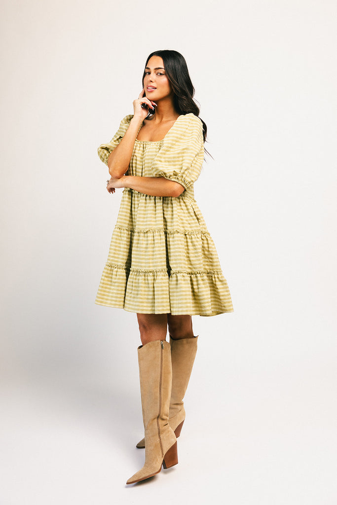 short daymaker dress // green gingham *zoco exclusive*