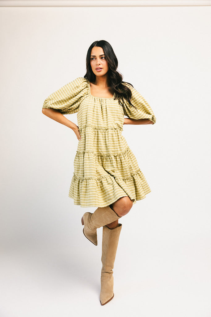 short daymaker dress // green gingham *zoco exclusive*