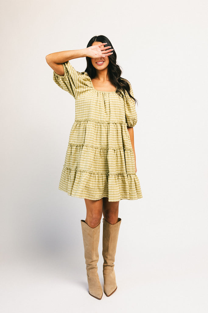 short daymaker dress // green gingham *zoco exclusive*