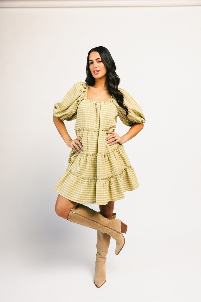 short daymaker dress // green gingham *zoco exclusive*