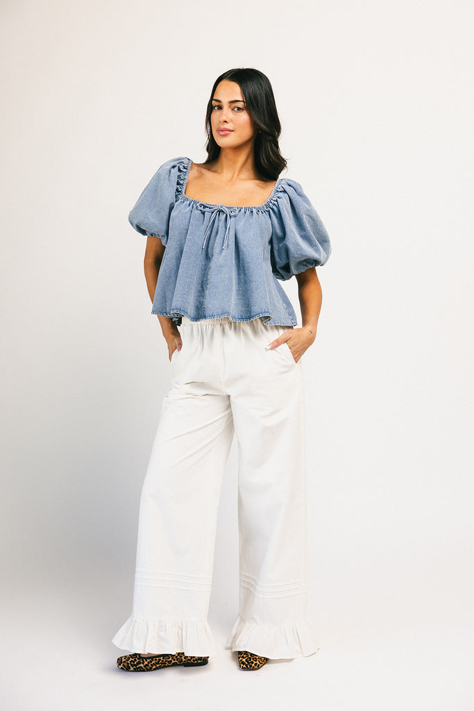 amelia puff sleeve top // denim *zoco exclusive*