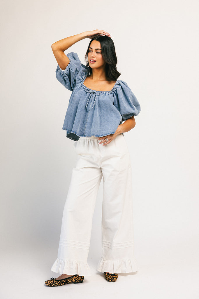 amelia puff sleeve top // denim *zoco exclusive*