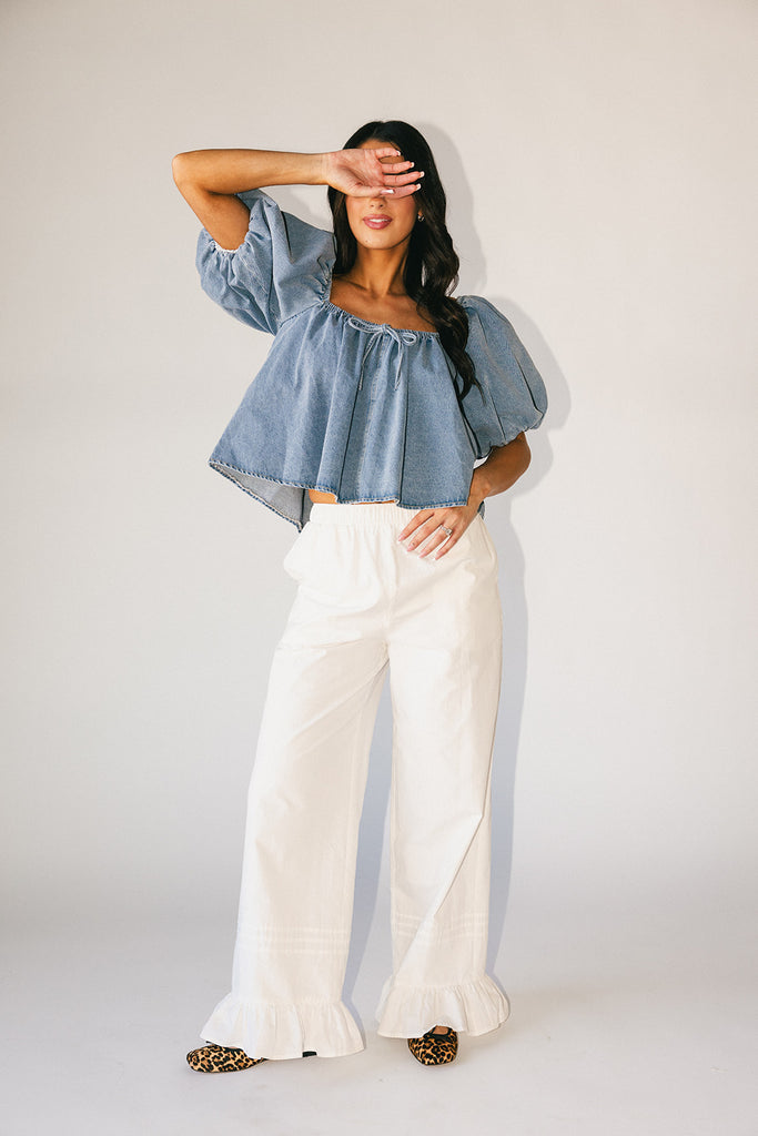 amelia puff sleeve top // denim *zoco exclusive*