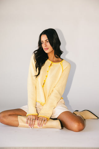 right reasons knit romper // cream