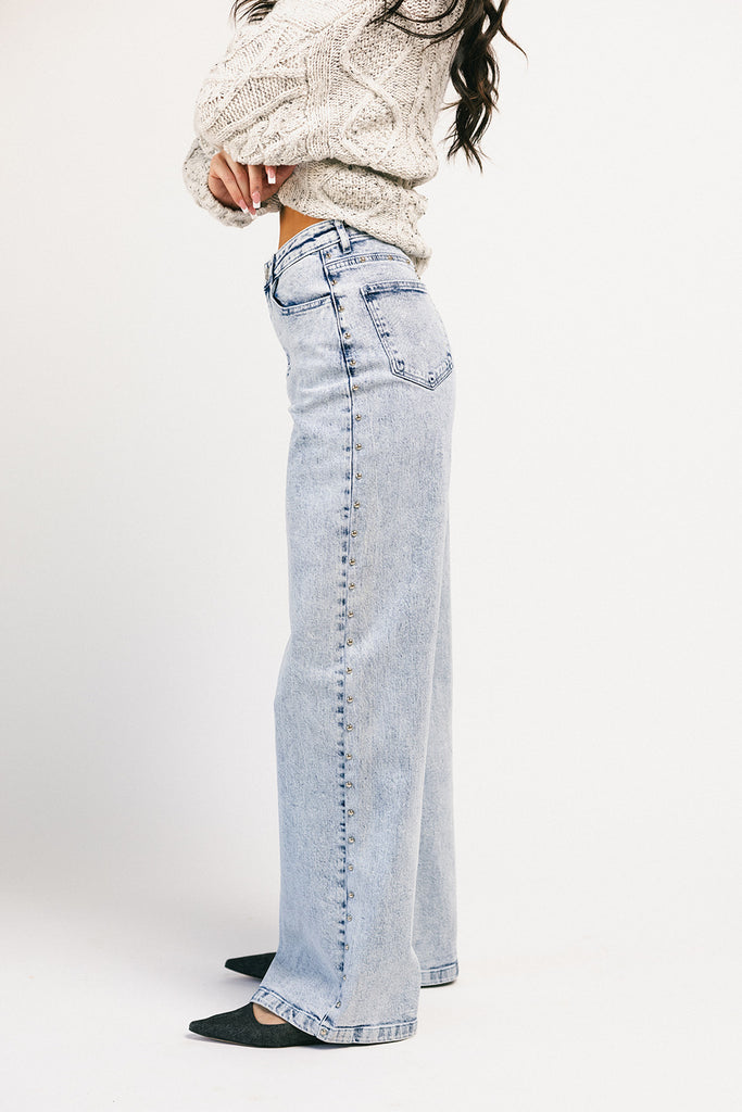 star studded wide leg denim