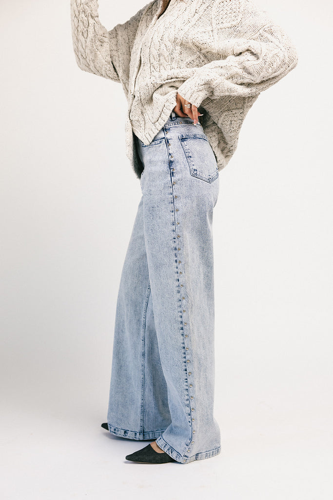 star studded wide leg denim