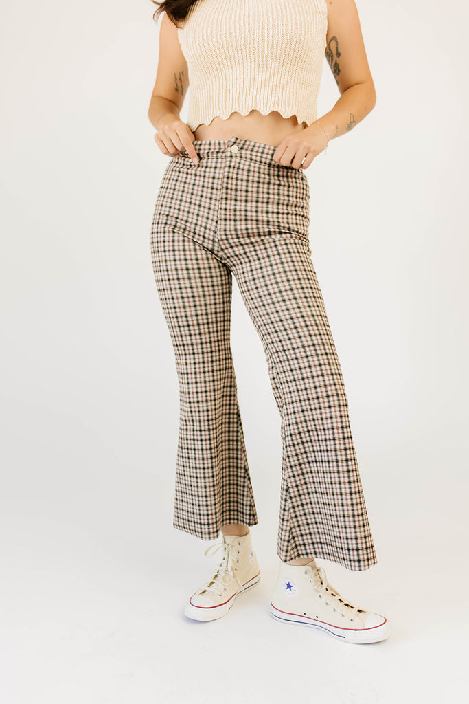 terry plaid trouser // burgundy