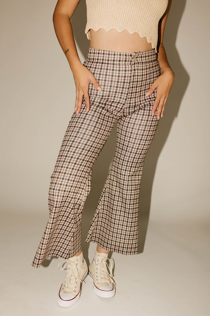 terry plaid trouser // burgundy